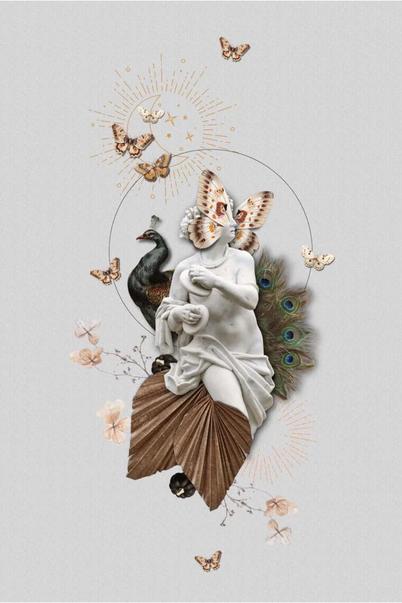 Plakat Moths and Butterflies - kolaż - collage - zfragmento.pl - prezent na 40 urodziny, prezent na 30 urodziny